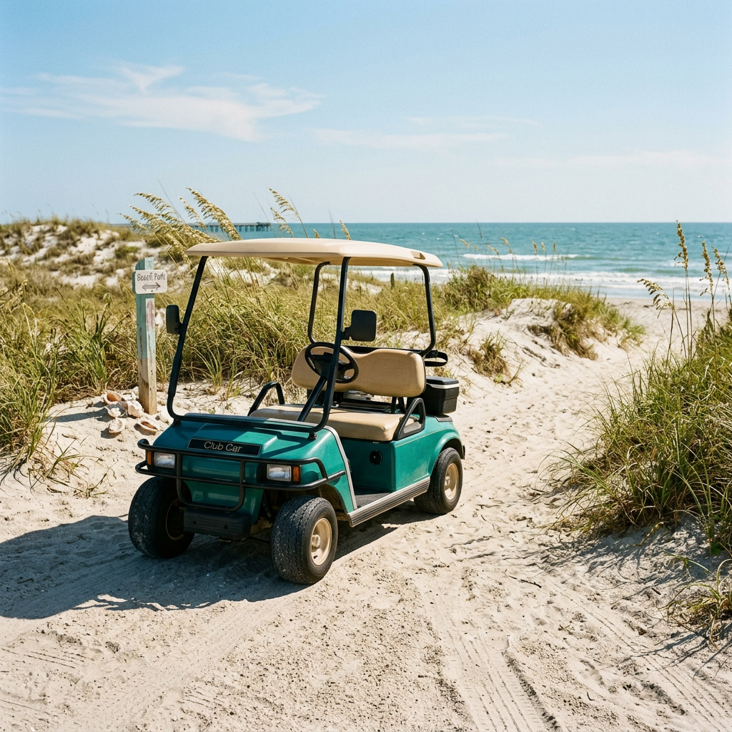 Complimentary golf cart included with every rental